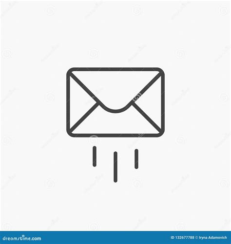 Mail Icon Vector Email Send Letter Black Line Outline Thin Sign Web