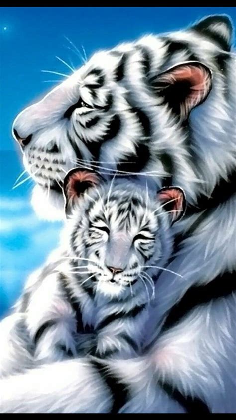 And Baby Cub White Tiger Mother Hd Phone Wallpaper Peakpx