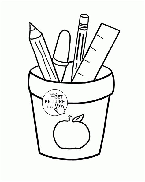 School Supplies Coloring Pages Home Sketch Coloring Page