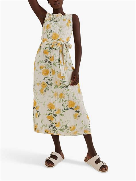 Fatface Laurie Floral Print Midi Dress Ecru At John Lewis And Partners