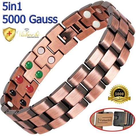 5in1 5000g Pure Solid Copper Magnetic Bracelet Arthritis Therapy For