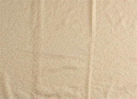 Beige Satin Textile Fabric With Embroidery Elements Piece Of Canvas