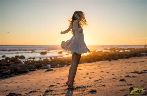 Wallpaper Sunlight Model Blonde Sunset Sea Shore Sand Beach Dress Morning Coast