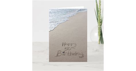 Happy 50th Birthday Card Beach Sand Nautical