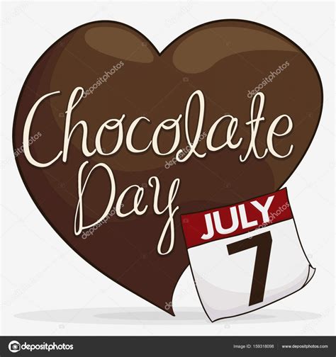 Delicious Cocoa Heart With Reminder Date For Chocolate Day Vector