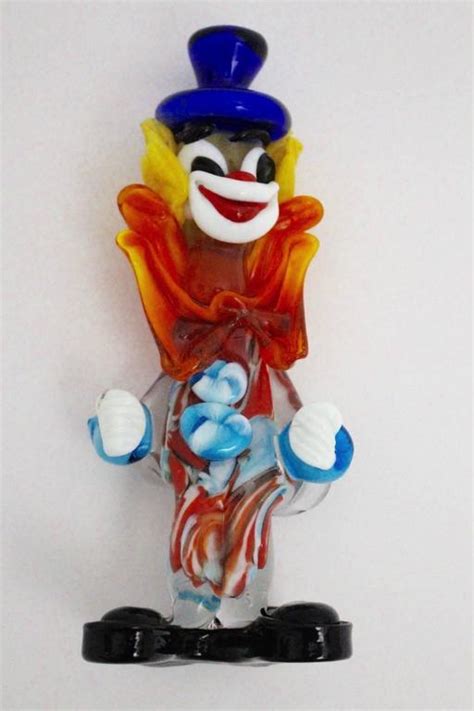 Mid Century Modern Vintage Red Blue Yellow Murano Glass Clown Italy 1950s For Sale At 1stdibs
