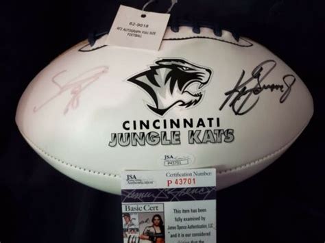 Ken Griffey Jr And Sam Adams Signed Cincinnati Jungle Kats Football Jsa