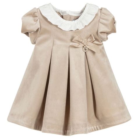 Beige Dress For Little Girls By Mayoral Made In A Soft Mid Weight