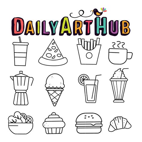 Snack Food Outline Clip Art Set Daily Art Hub Free Clip Art Everyday