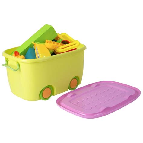 Basicwise Stackable Toy Storage Box With Wheels Set Of Small And Large