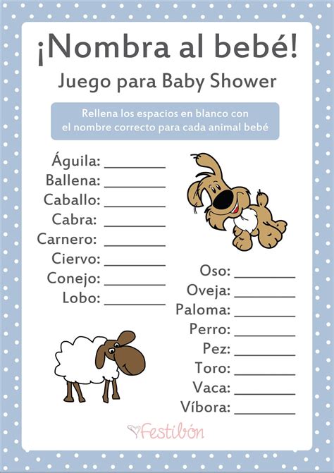 Nombra Al Animal Bebé Juegos De Baby Shower