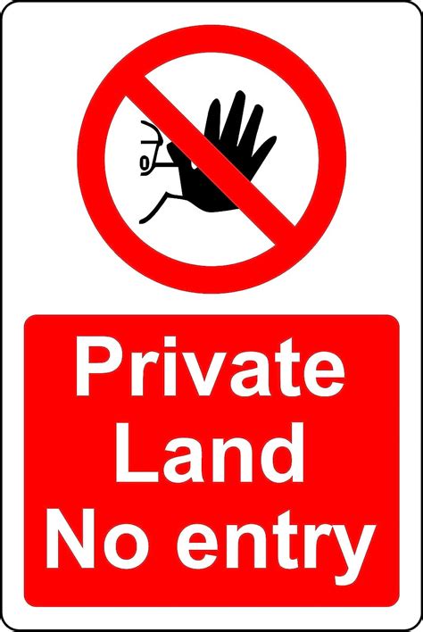 Buy Private Land No Entry Safety Sign 3mm Aluminium Sign 300mm X