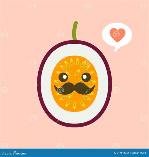 Cute Smiling Exotic Passion Fruit Kawaii Fruit Character Stock Vector Illustration Of