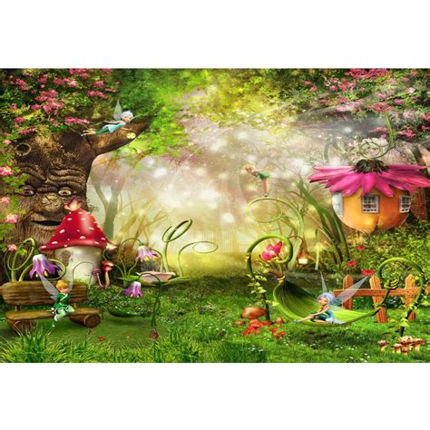 Fairytale Wonderland Enchanted Forest Background Old Tree Mushroom