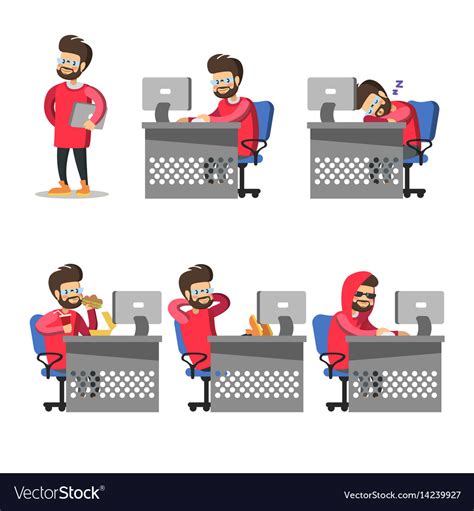 Cartoon Programmer With Computer Freelancer Vector Image