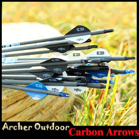 12pcs Pure Carbon Arrows Spine 300 400 500 2inch Vanes Id 62mm Arrow