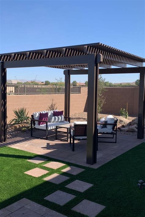 Custom Phoenix Backyard Landscape With Pergola Over Lounge Area