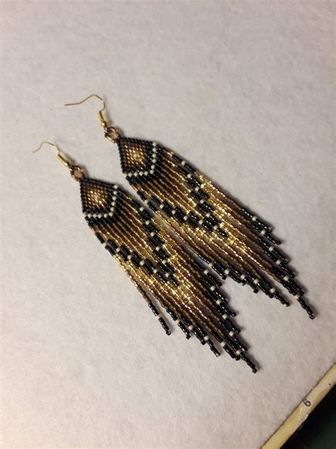 Bronze Black And Gold Seed Bead Earrings Native American Etsy In 2020