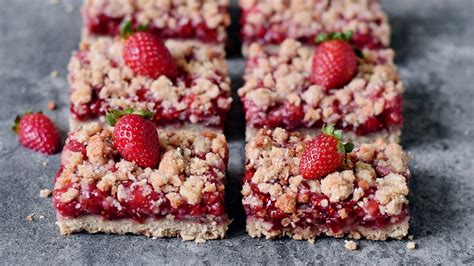 Strawberry Oatmeal Bars Vegan Gluten Free Crumble Cake Recipe Easy