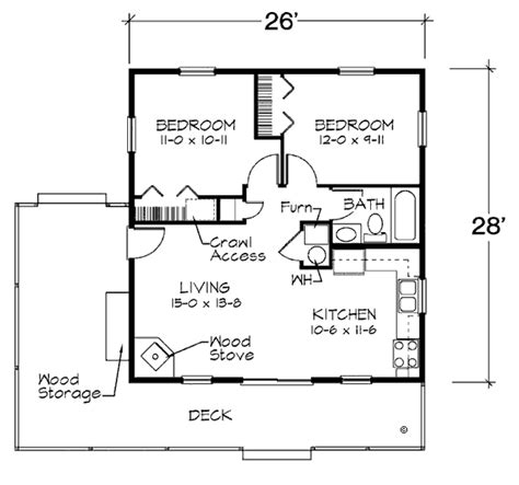 House Plan 20002 Cabin Style With 728 Sq Ft 2 Bed 1 Bath