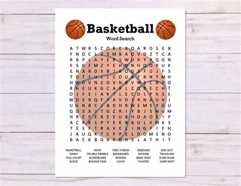 Basketball Word Search Game Basketball Party Game Printable Etsy