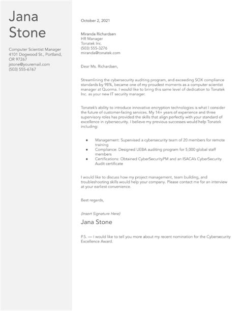 Computer Science Cover Letter Examples And Templates For ResumeBuilder Com