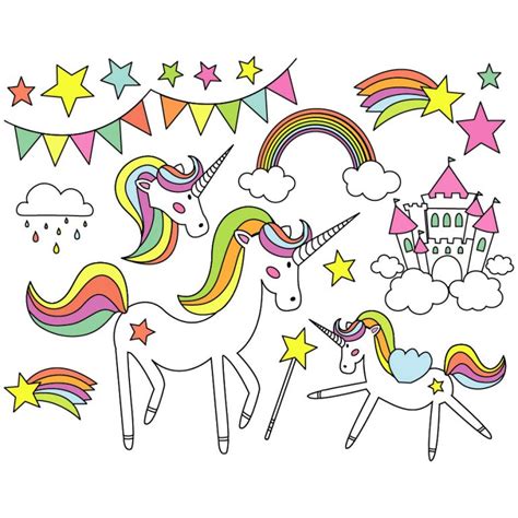 Unicorns And Rainbows Wall Sticker Pack Stickerscape