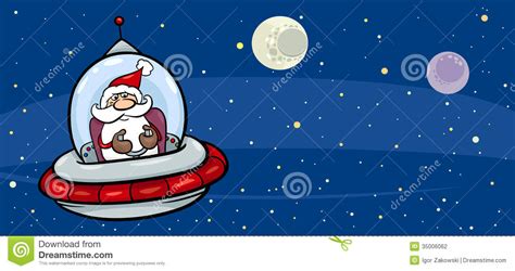 Santa In Space Cartoon Greeting Card Stock Photography