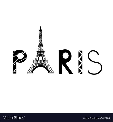 Paris Sign With Eiffel Tower Royalty Free Vector Image