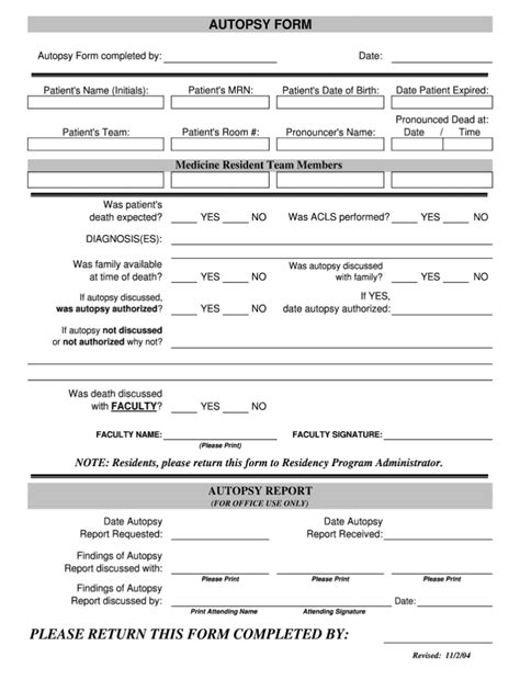 Autopsy Forms Fill Online Printable Fillable Blank In Coroners
