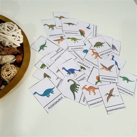 Dinosaur Montessori Flashcards For Toddlers Three Part Cards Etsy Uk