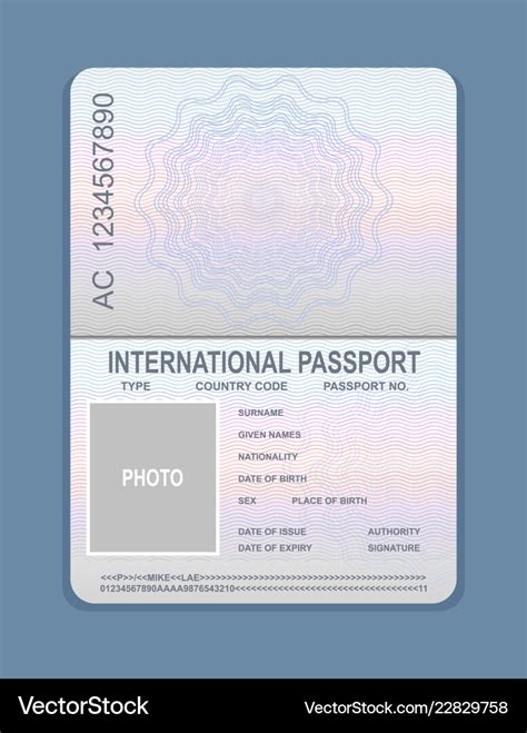 Open Passport Template Royalty Free Vector Image