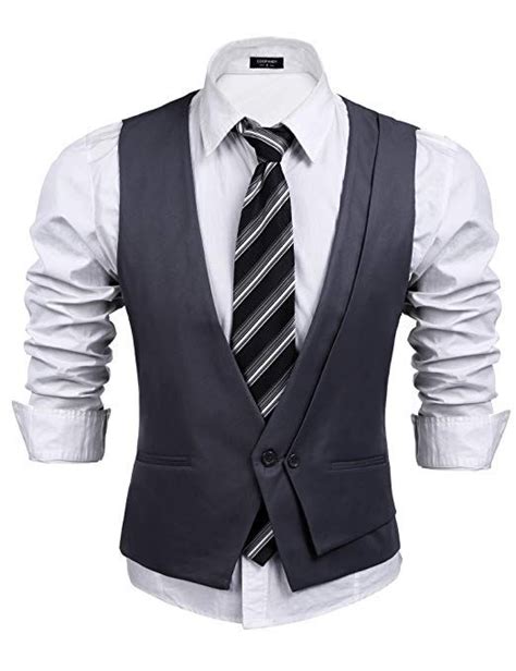 Coofandy Mens Suit Vest V Neck Sleeveless Slim Fit Waistcoat Skinny