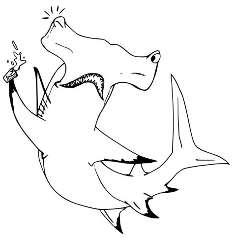 Dibujos De Tiburon Martillo Divertido Para Colorear Para Colorear