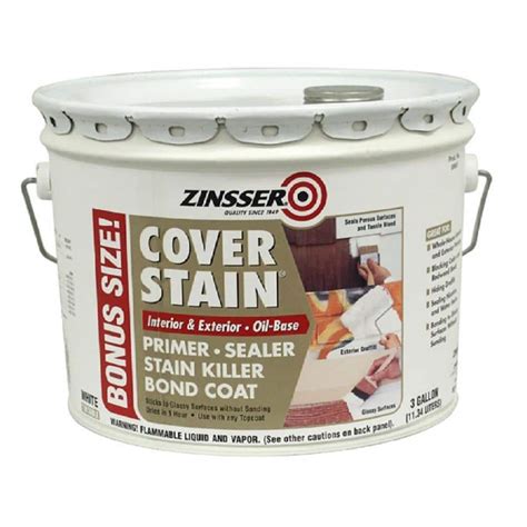 Zinsser 3 Gal White Oil Based Cover Stain Interiorexterior Primer And