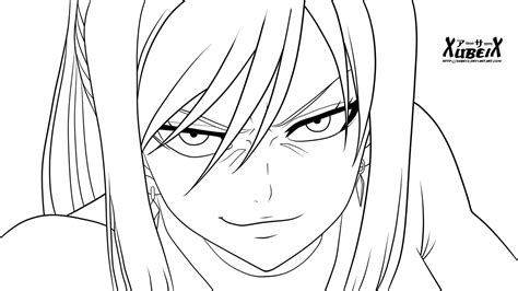 Fairy Tail Erza Scarlet Sketch Coloring Page
