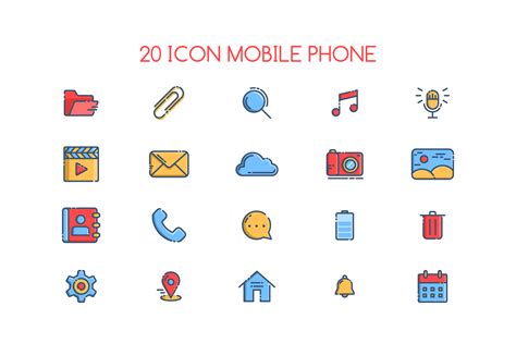 20 Smartphone Icon Set Graphic By Captoro · Creative Fabrica