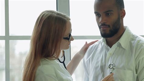 The Doctor Examines The Patient With A Stethoscope Stock Video Footage
