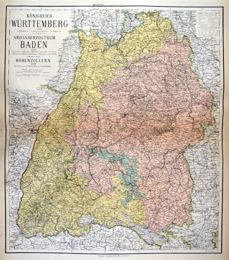 Baden WÜrttemberg Karte Königreich Württemberg Grossherzogthum