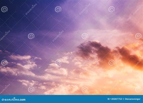 Purple Sunset Sky With Clouds Stock Photo Image Of Replacement