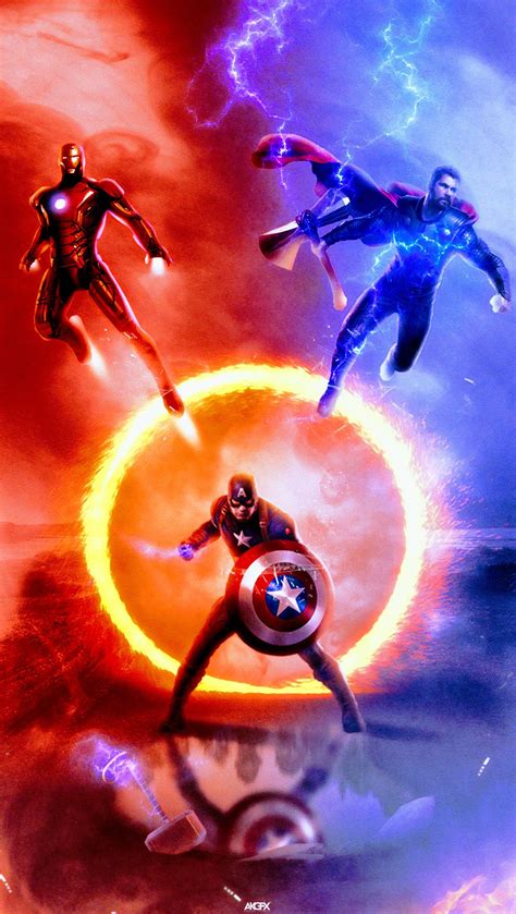 Captain America Iron Man And Thor Avengers End Game Marvel Artwork