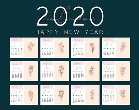 Premium Vector 2020 Calendar Design Ready To Print