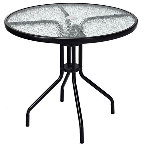 Red Barrel Studio® Outdoor Patio Round Tempered Glass Top Table With