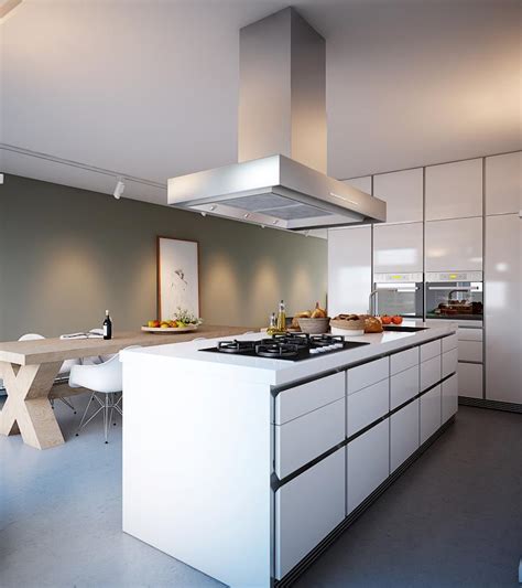 Clean white kitchen with island. | White kitchen islandInterior Design Ideas.