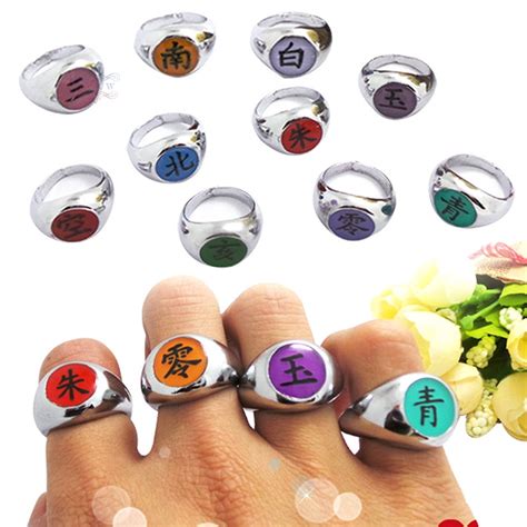 10pcs Naruto Rings Akatsuki Ring Set Sasori Itachi Hidan Deidara