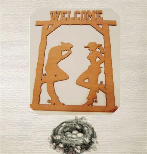 Welcome Wood Cut Out Sign Western Cowboy Laser Cut Etsy