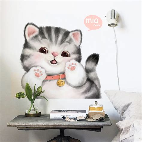 Cats 3d Cute Cat Wall Stickers For Kids Rooms Home Decoration Cartoon