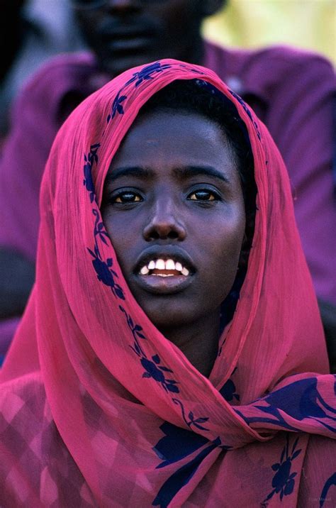 Young Woman Closeup Magenta Purple Background Somalia