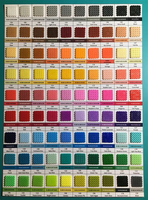 Perler Bead Color Chart
