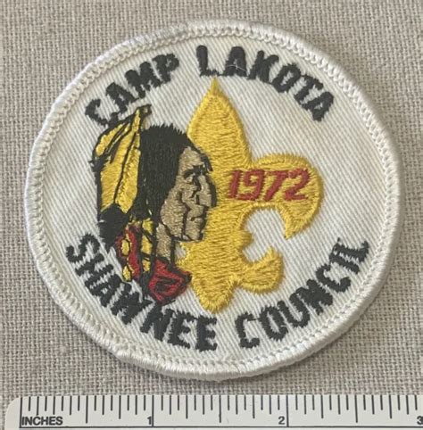 Vintage 1972 Camp Lakota Boy Scout Camper Patch Shawnee Council Bsa